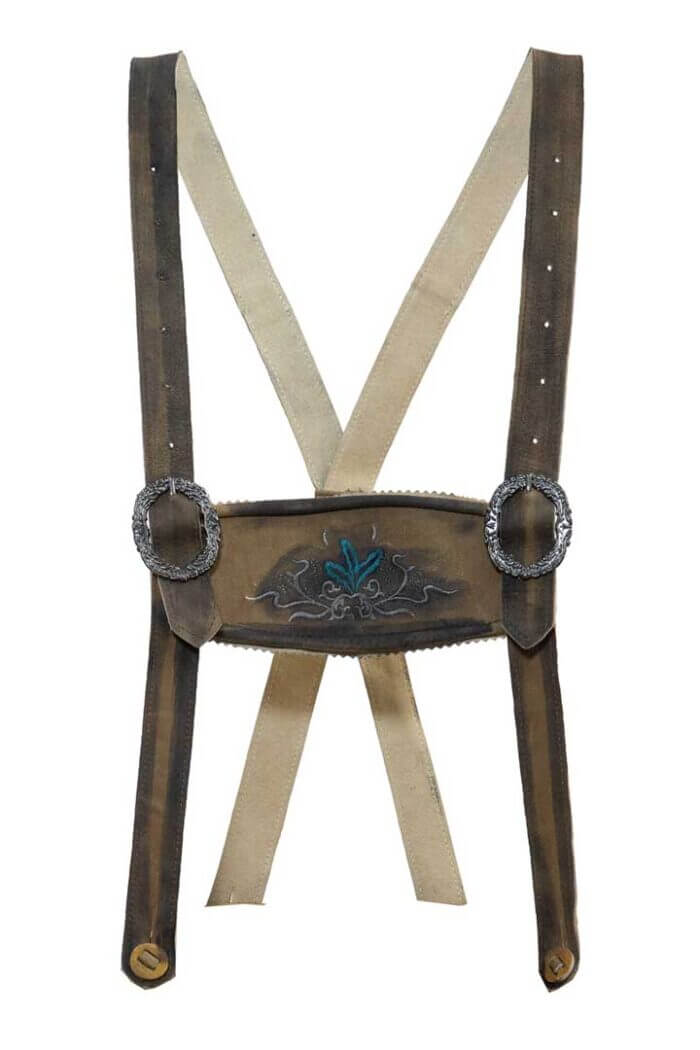 Premium German Lederhosen Suspenders Raw Brown main image 1