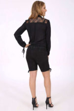 Women Black Leather lederhosen