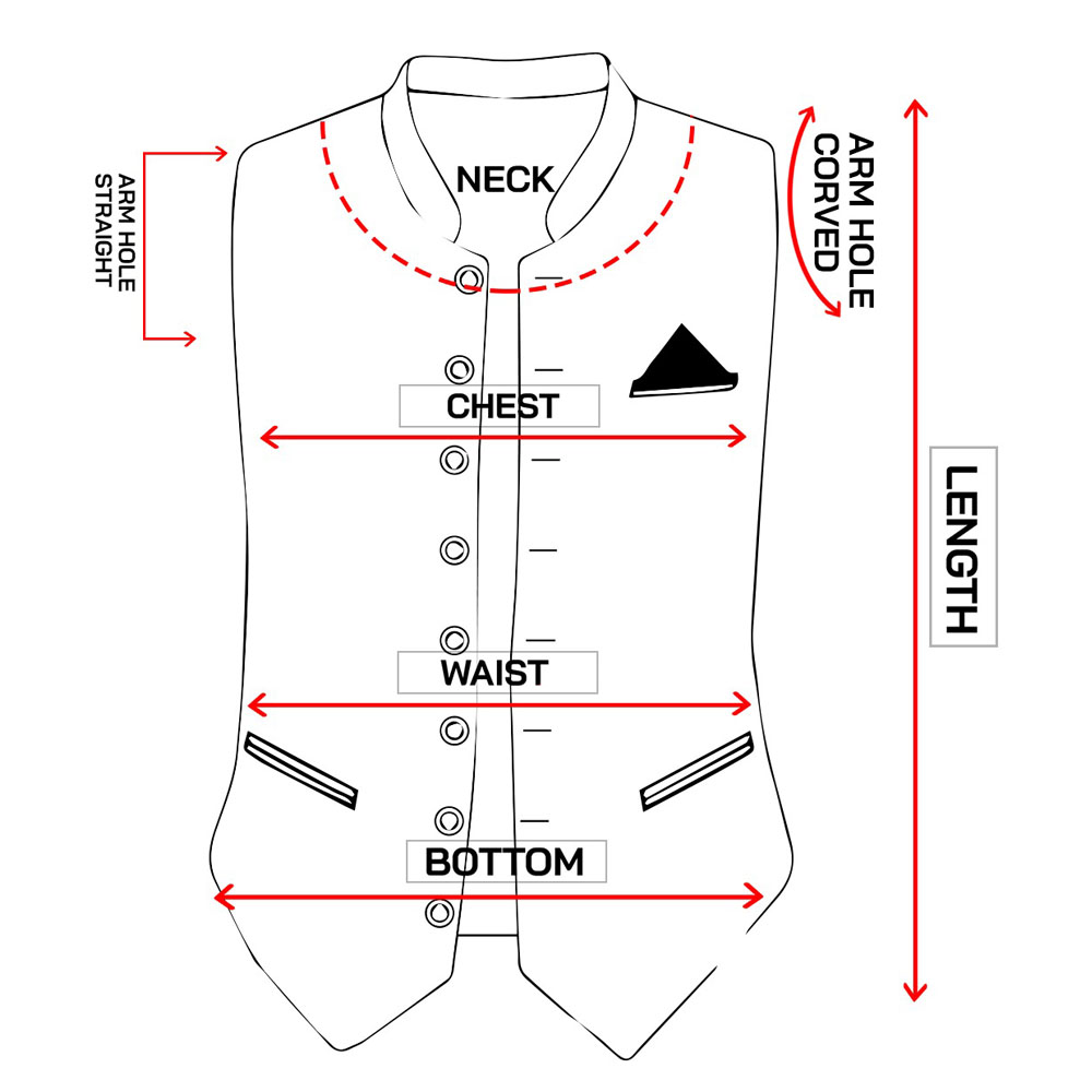 Bavarian Waistcoats & Vests Size Chart
