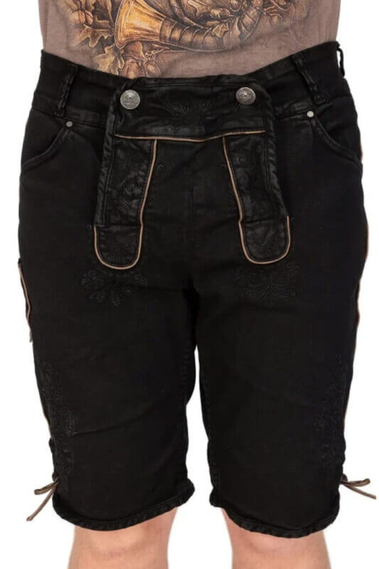RALKO Black Traditional Jeans Lederhosen